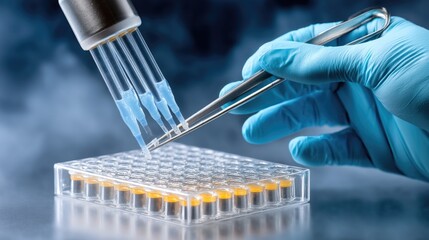 Laboratory Research with Pipette and Tweezers for Scientific Experiments in Modern Biotech Setting