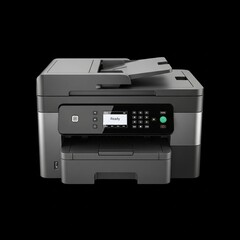 printer isolated on black background