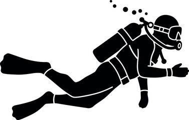 Silhouette of a diver exploring the ocean depths