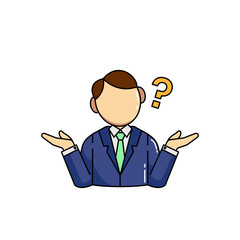 Confused Businessman with Question Mark Icon – Vector Illustration