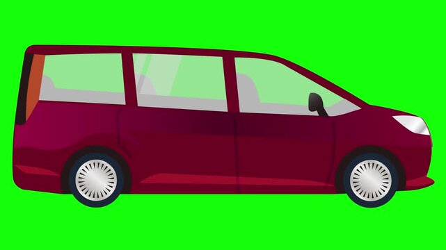 Red new mini van running