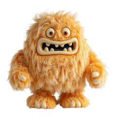 Playful orange monster character studio setting toy photography creative environment close-up viewpoint