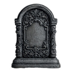 Eerie tombstone design cemetery sculpture gothic style ground level dark aesthetic for halloween decor