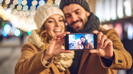 Happy couple taking selfie - Powered by Adobe