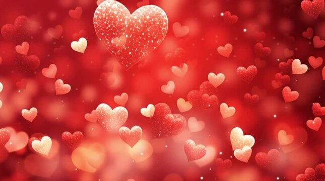 Seamless loop video background bokeh for wedding presentation , red, pink , clip featuring romantic golden and blue bokeh lights floating on a dark background. Perfect for Wedding Video Love