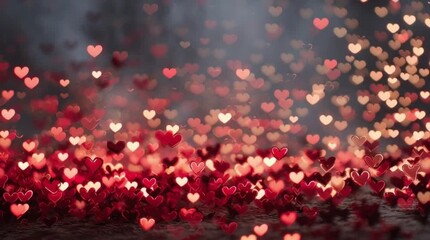 Seamless loop video background bokeh for wedding presentation , red, pink , clip featuring romantic golden and blue bokeh lights floating on a dark background. Perfect for Wedding Video Love