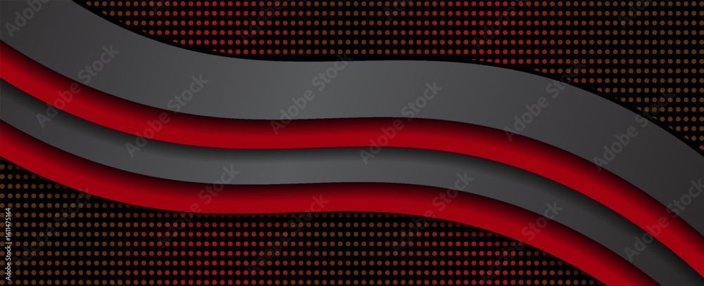 Poster vector red line background curve element with dark space for text and message design, overlapping la