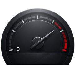 Naklejka premium Black speedometer gauge icon with red highlight on transparent background