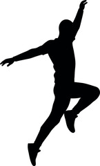 Silhouette of a dancer in mid leap dynamic movement
