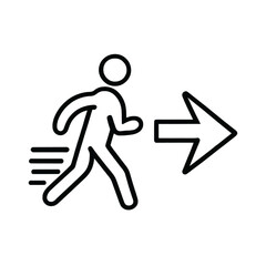 Running Exit Icon – Emergency Escape Direction Line Symbol