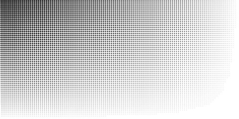 Dotted halftone gradient texture. Vanishing polka dot background. Repeating dots gradation pattern background. Black fading comic pop art overlay backdrop. Raster effect wallpaper. Vector halftone