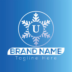 Vintage vector label with a happy new year and merry christmas greeting card poster design and illustration, Winter U logo design,