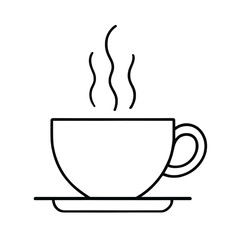 Hot Coffee Cup Line Art Icon – Minimalist Tea Mug with Steam Illustration