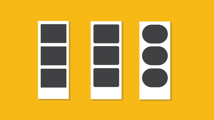 Strip photo frame mockup vector design with 3 different shaped frames