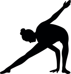 Silhouette woman yoga pose side angle stretch