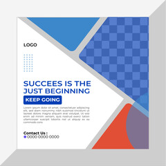 Social media post templates set for business with cityscape vector illustration on background