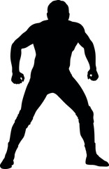 Powerful man silhouette determined stance black and white