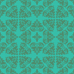 Green leaves Thai pattern style texture for background, seamless pattern.