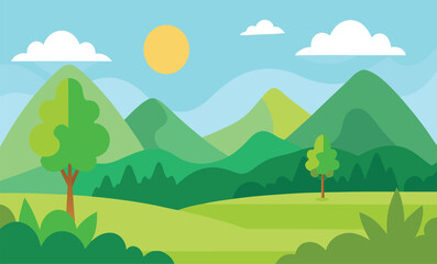 Fototapeta premium Flat Design Mountain Landscape
