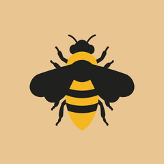 Stylized Honeybee Illustration with Bold Black and Yellow Stripes