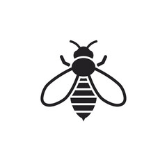 Stylized Bee Icon: Simple Black Silhouette Design