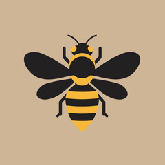 Simple, Flat Illustration of a Honeybee