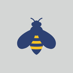 Stylized Bee Icon in Navy Blue and Gold