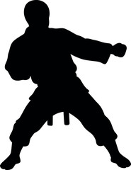 Karate silhouette dynamic martial arts action