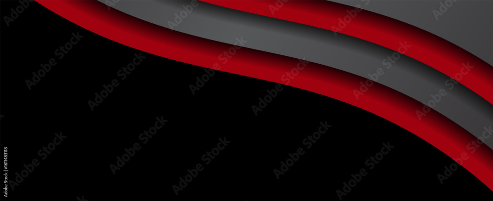 Poster vector red line background curve element with dark space for text and message design, overlapping la
