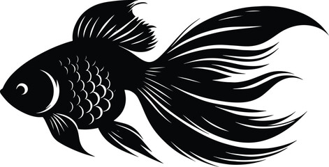 Goldfish silhouette vector illustration isolated on a white background © Sumaiya
