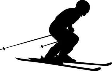 Silhouette of skier in action