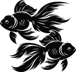 Goldfish silhouette vector illustration isolated on a white background