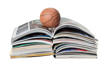 Basketball on a Stack of Magazines,