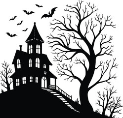 Festive halloween illustration with spooky and playful elements