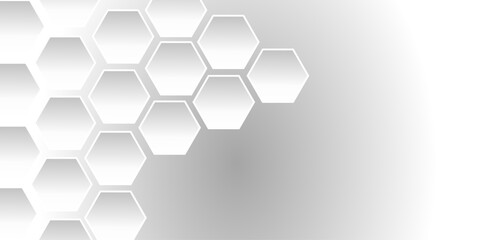 White hexagonal abstract background with fading gradient center and side-aligned honeycomb patterns. Ideal for futuristic, tech, or medical-themed templates with space for text in the middle.