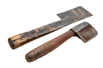 Two antique woodworking tools with wooden handles and metal blades