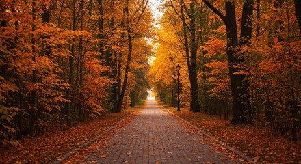 road in autumn forest. Ai generate , Ai generative

