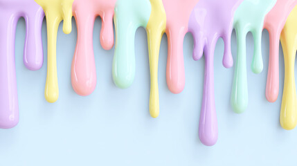 Colorful pastel liquid paint dripping background, pastel colors.