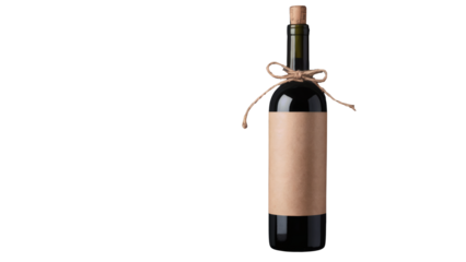 Elegant wine bottle with rustic twine and blank label ready for custom branding