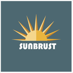 Abstract Sun Logo. Sun Icon with Negative Space Geometric Radial Rays of Sunburst with Shadow. Usable for Business and Nature Logos. Design Vector Logo Template Element.