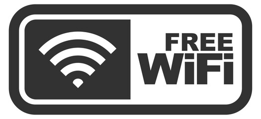 Free Wi-Fi icon. Wireless internet connection symbol set for public zone on transparent background