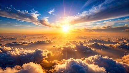 Fototapeta premium Golden Hour Above the Clouds: A Heavenly Sunset