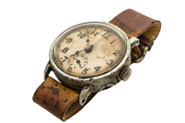 Vintage wristwatch aged leather band antique timepiece