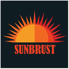 Abstract Sun Logo. Sun Icon with Negative Space Geometric Radial Rays of Sunburst with Shadow. Usable for Business and Nature Logos. Design Vector Logo Template Element.