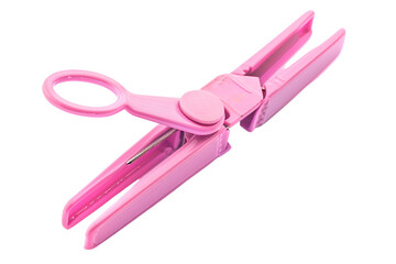 Pink plastic clothespin laundry clip detail view
