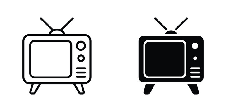 Tv icon set. television icon , retro tv icon , vector illustration . 
