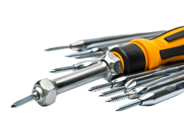 Yellow and silver screwdriver with bits repair tool kit