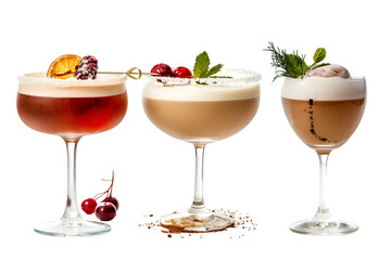 Three Gourmet Cocktails Festive Drinks Winter Beverages