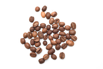 Black pepper isolated on white background. Top view of fragrant pepper