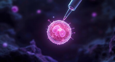 Injection Process into Pink Cell in Abstract Style